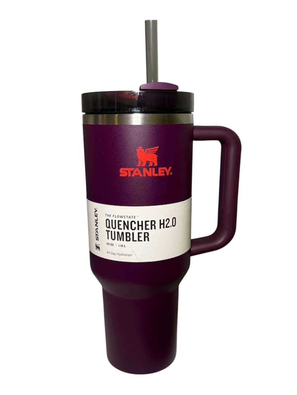 Brand New Stanley Quencher H2.0‎ Tumbler - Deep Plum with Orange Logo